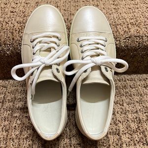 Ecco Soft 7 Cream and White Leather Sneakers